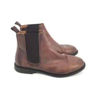 Zara Distressed Leather Chelsea Boots Size 9 US 42 Mens Congac Brown Black